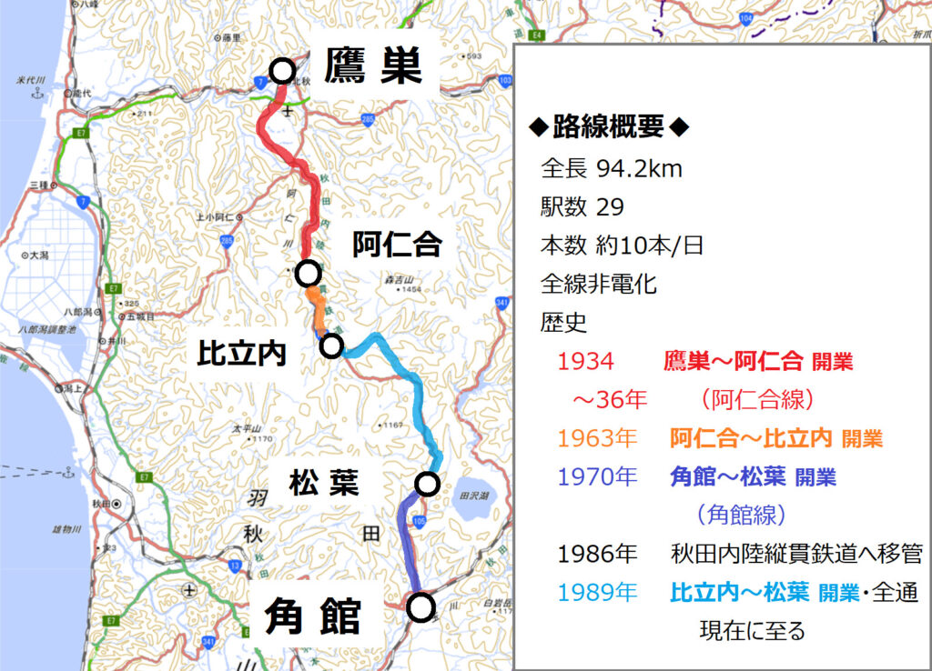 秋田内陸縦貫鉄道路線図