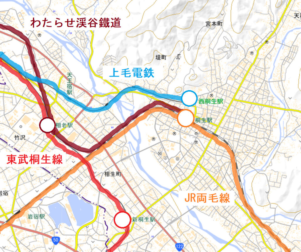 桐生市内路線図